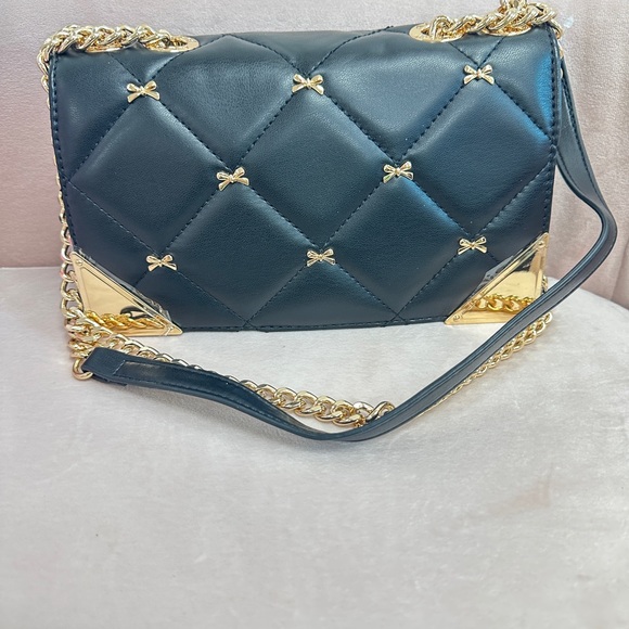 Aldo Elegant Quilted Black and Gold Women's Bag - Picture 1 of 3